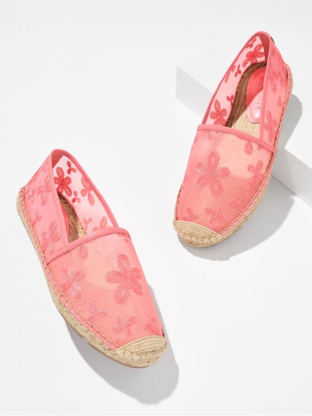 Talbots Izzy Embroidered Mesh Espadrille Flats Pink Floral 9